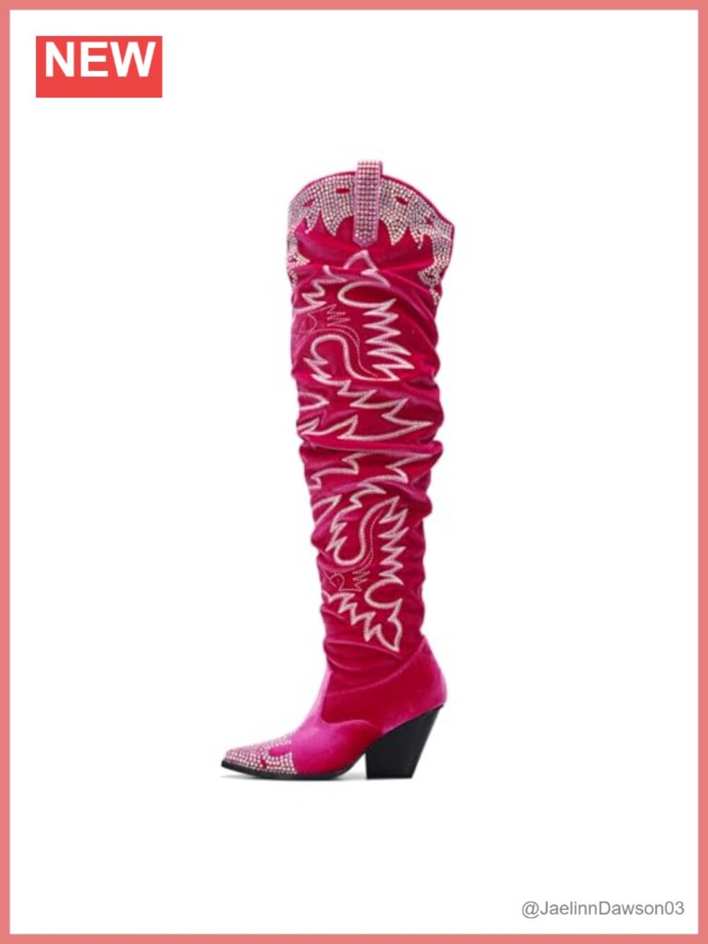Rhinestone Embroidered Thigh High Slouchy Wide Calf Pull On Boots, Faux Leather